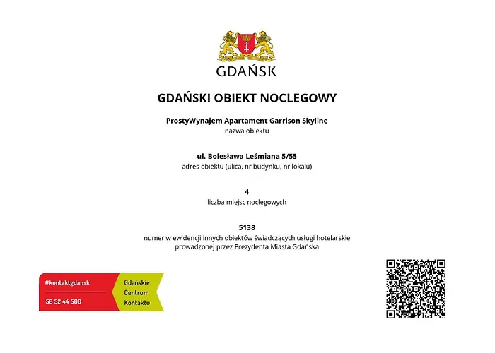 Prostywynajem Garrison Skyline Parking Apartament Gdańsk